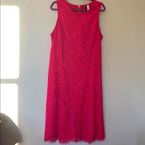 Kensie Hot Pink Lace Dress w gold exposed zipper